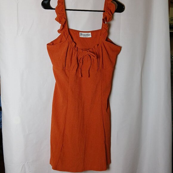 No Boundries Stylish Orange Dress with Ruffle Straps Size XL (Condition new) - Picture 1 of 6